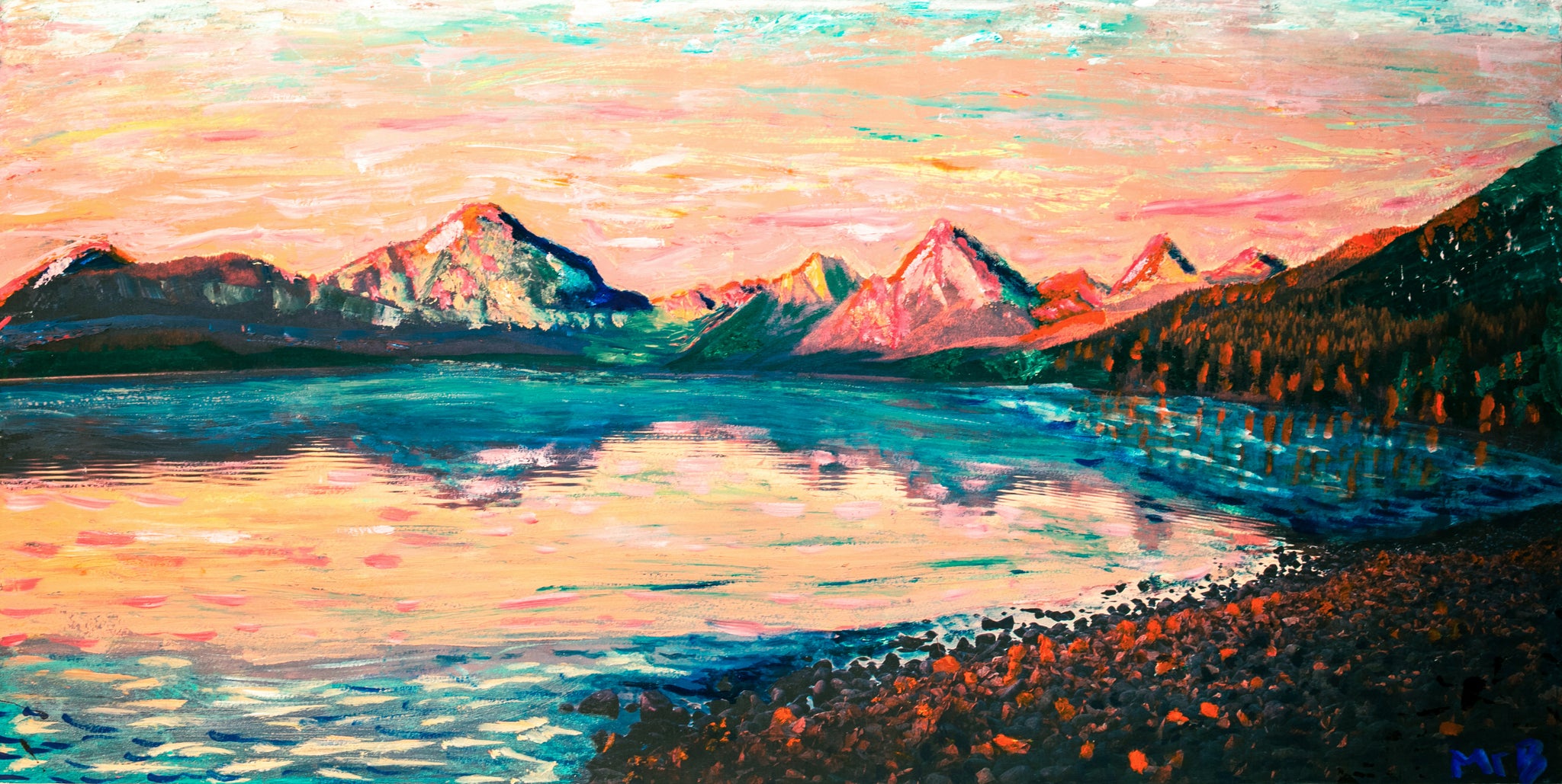 Lake Mcdonald abstract Montana landscape painting