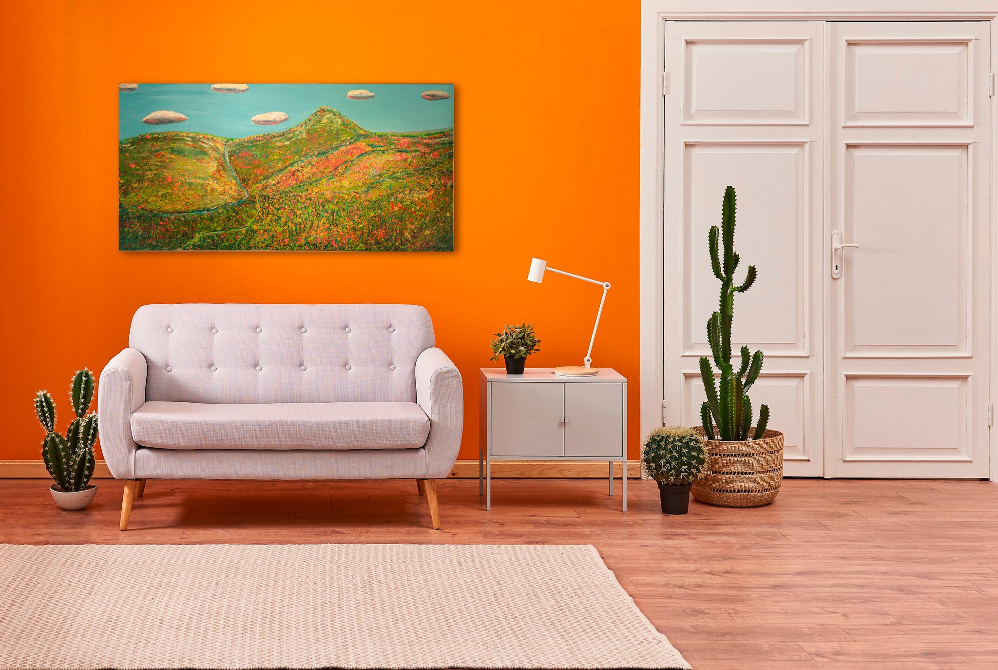 Western Hills painting shown in a room for scale
